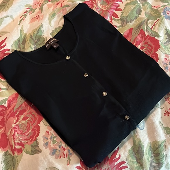 DANA BUCHMAN Size 3X Cardigan Ribbed Knitwear Stretch Logo Button Classic Career - Picture 2 of 16